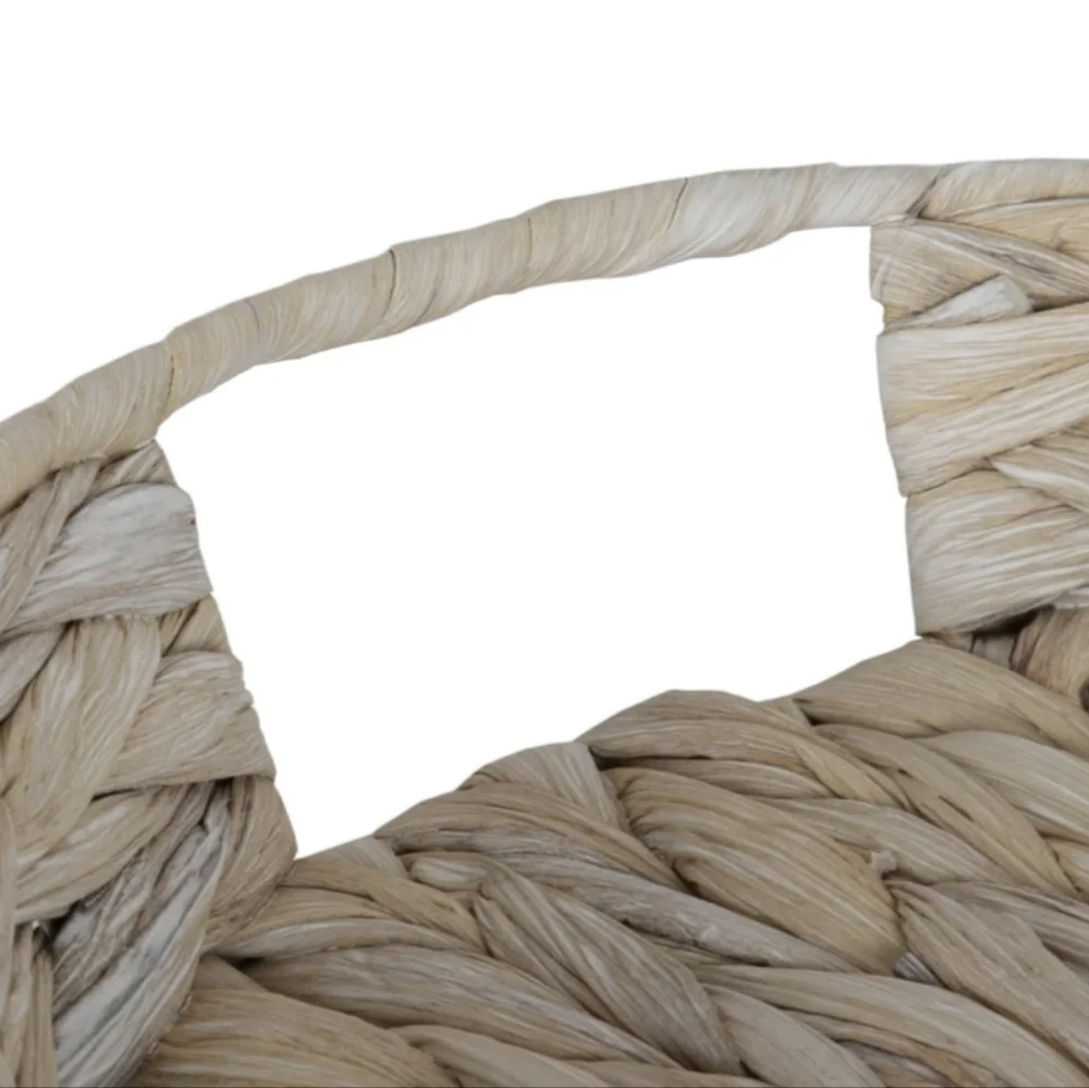 Round Woven Hyacinth Grass Tray In Whitewashed In 11.25in NWT